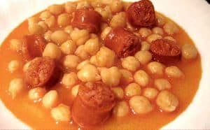 Garbanzo beans with chorizo
