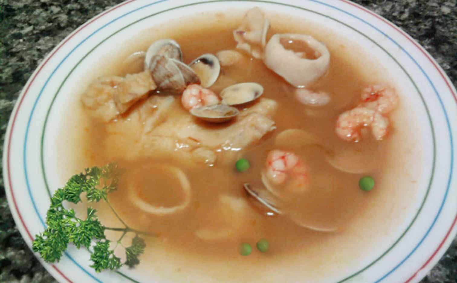 Sopa Marinera (seafood soup) Real Paella Catering