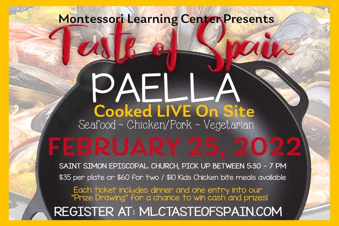 Real Paella is proud to announce that we will be cooking at the Montessori Learning Center's Taste of Spain fundraiser on February 25th, 2022 at Ft Walton Beach, FL! We will be making our delicious paellas on site and each plate purchased will equate to one entry into a raffle for cash and other prizes. Visit this link to learn more and order a plate! https://mlctasteofspain.com/